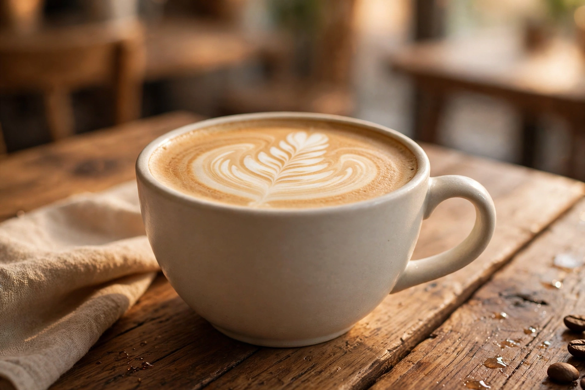 A latte with rosetta latte art